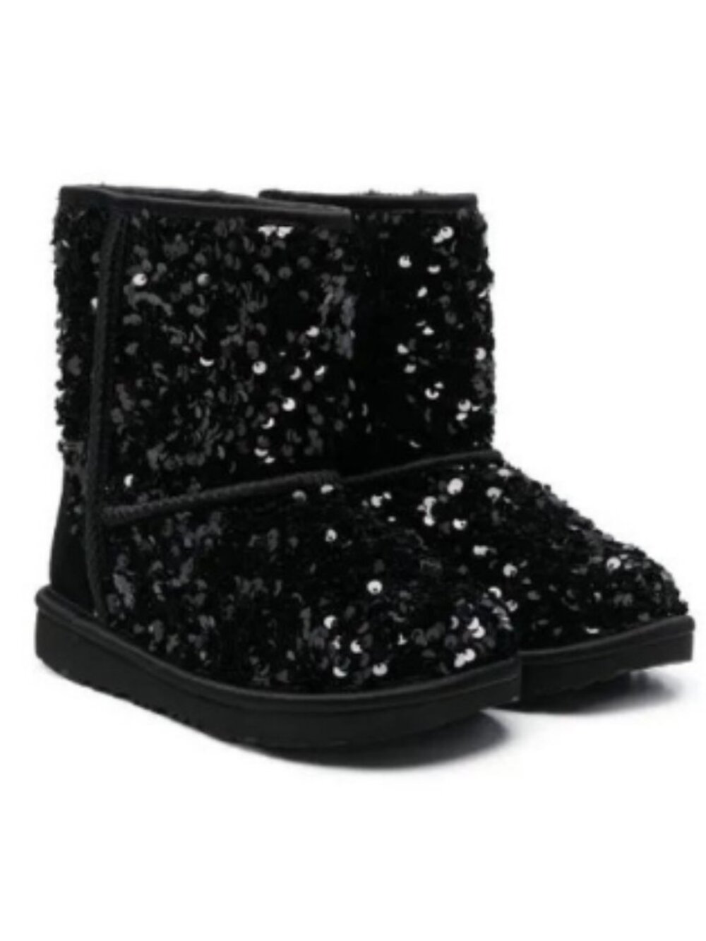 UGG Classic Short Chunky Sequin Boots Black Kids Size 2